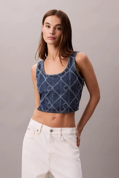 Calvin Klein Tamamı Baskılı CK Atlantic Kadın Mavi Bluz LV047D708G-YY2 ürün görseli 1