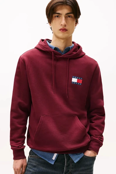Tommy Hilfiger TJM Klasik Bayrak Desenli Normal Kesim Kapüşonlu Erkek Kırmızı  Sweatshirt DM0DM20738XIU ürün görseli 1
