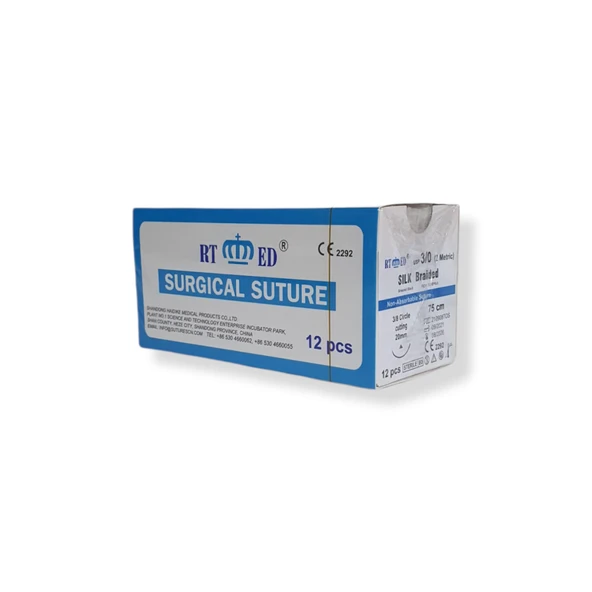 İpek İplik No:3/0 Yukarı Keskin 3/8 20 mm 75 cm ürün görseli 1