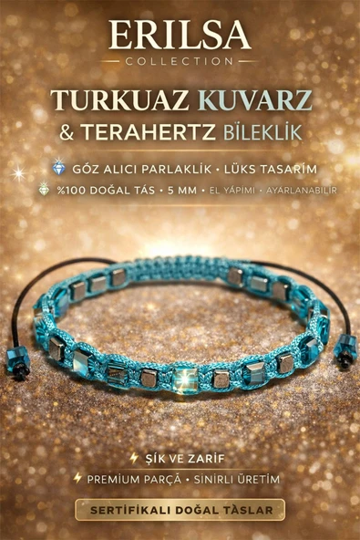 Sertifikalı Doğal Taş Turkuaz Kuvars Terahertz Bileklik - Küp Kesim Fasetli Parlak Bileklik ürün görseli 1