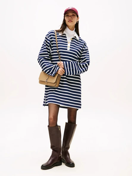 Tommy Hilfiger Altın Düğmeli Rugby Penye Kadın Elbise WW0WW483920Y7 ürün görseli 1