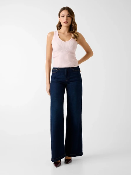 Guess Kolsuz V Yaka Stella Atlet Triko Kadın Pembe Triko W6RR36Z0132-A627 ürün görseli 1