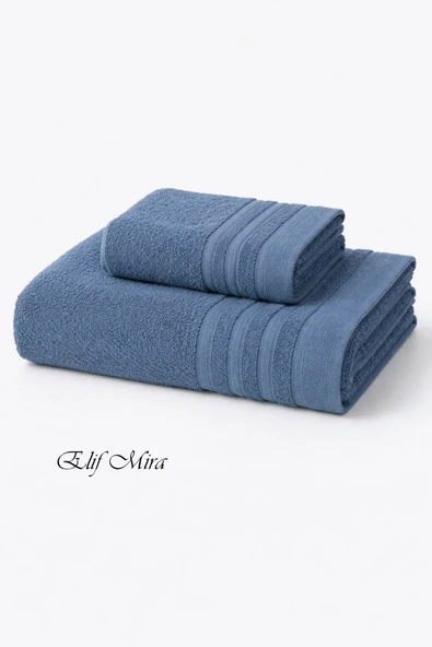2 Parça Banyo Havlusu Seti Pamuklu Sude 70x140 + 50x85 Cm ürün görseli 1
