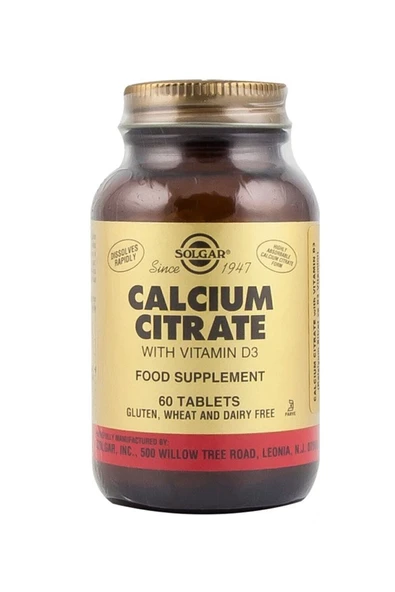 Solgar Calcium Citrate With Vitamin D3 60 Tablet ürün görseli 1