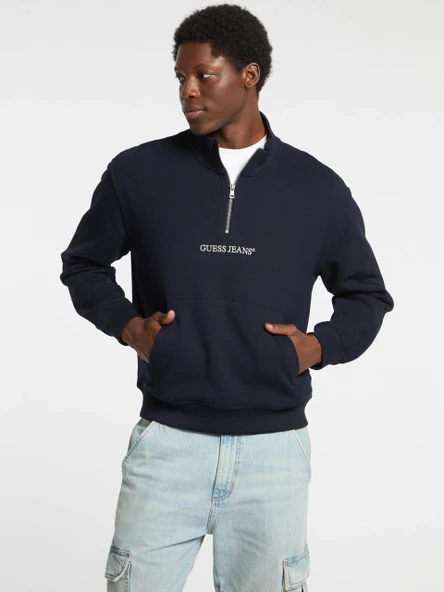 Guess GJ Yarım Fermuarlı Normal Kesim Nakışlı Erkek Lacivert Sweatshirt M5RQ42KCPR1-A71W ürün görseli 1