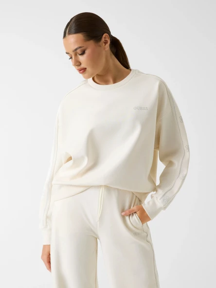 Guess Octavia Bisiklet Yaka Kadın Beyaz Sweatshirt V6RQ96KCX22-G027 ürün görseli 1