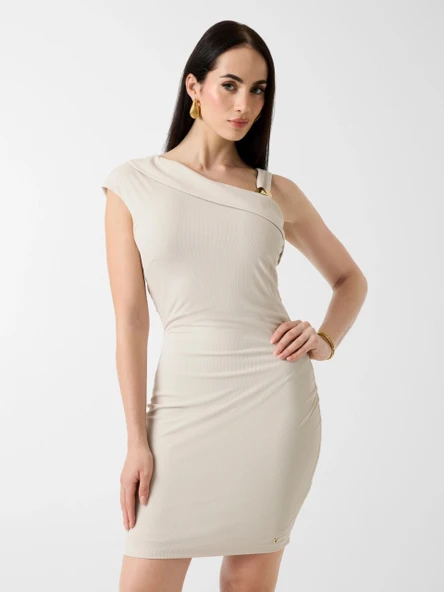 Guess Brigitte Mini Kadın Krem Elbise W6GK23K3017-A115 ürün görseli 1