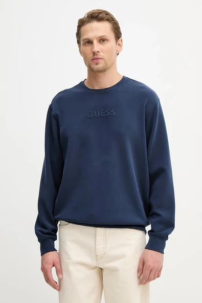 Guess Bisiklet Yaka Uzun Kollu Scuba Luxe Erkek Siyah Sweatshirt M6RQ42KAYM2-G7DC ürün görseli 1