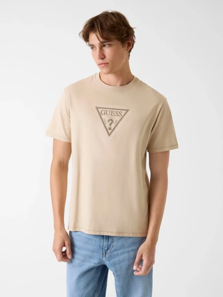 Guess Kısa Kollu Bisiklet Yaka Terry Logolu Erkek Kahverengi T-shirt M6RI23K8FQ4-G1DR ürün görseli 1