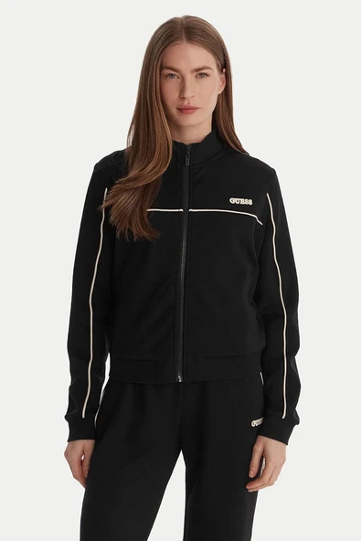 Guess Clara Tam Fermuarlı Kadın Siyah Sweatshirt V6GQ09K3001-JBLK ürün görseli 1
