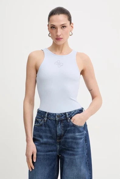 Guess Kolsuz Yuvarlak Yaka Guendalina Kadın Mavi Atlet W6RP39KD092-G7S1 ürün görseli 1