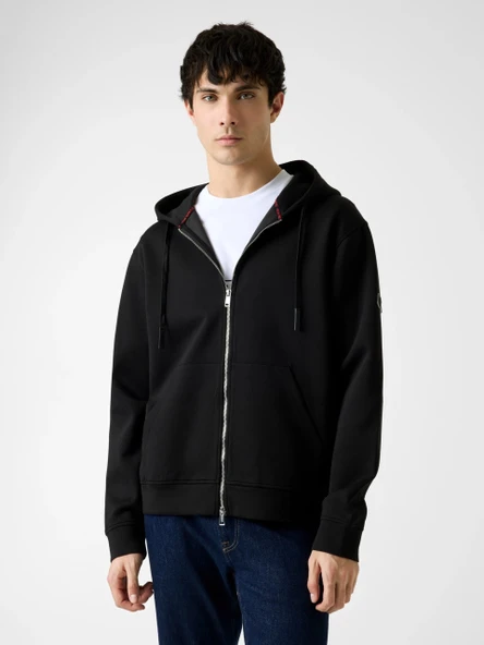 Guess Uzun Kollu Yeni Teknik Esnek Fermuarlı Kapüşonlu Erkek Siyah  Eşofman Üstü  M6RQ05KD132-JBLK ürün görseli 1