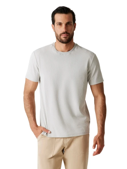 Guess Kısa Kollu Blake Dokulu Bisiklet Yaka Erkek Gri  T-Shirt  M6RP33KB170-A92E ürün görseli 1