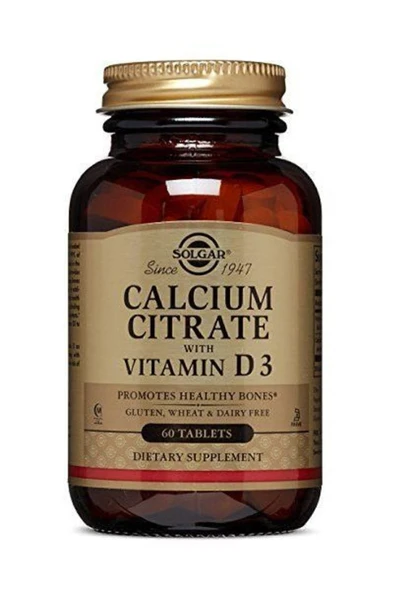 Solgar Calcium Citrat With Vitamin D3 250 Mg 60 Tablet ürün görseli 1