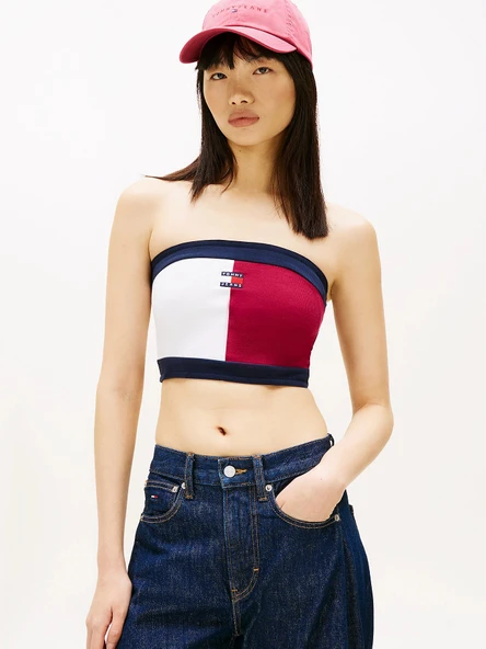Tommy Hilfiger TJW Bayrak Amblemli Büstiyer Kadın Mor T-shirt DW0DW22637VLC ürün görseli 1
