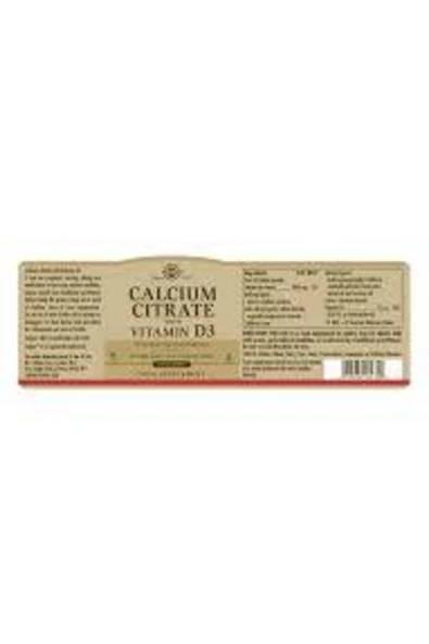 Solgar Calcium Citrate Vitamin D 3 60 Tablet - Resim 2