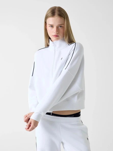 Guess GJ Düşük Omuzlu Scuba Eşofman Kadın Beyaz Sweatshirt W6RQ10KD122-G011 ürün görseli 1