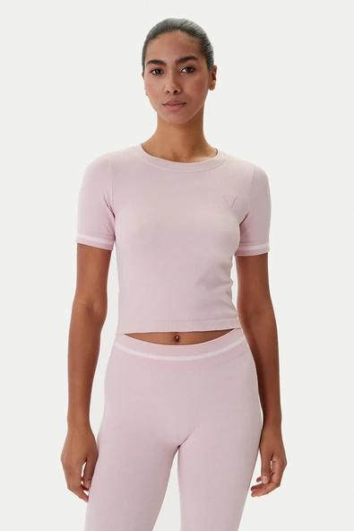 Guess Pepi 4G Dikişsiz Kısa Kollu Kadın Pembe Crop V6RP02Z4692-F6ZY ürün görseli 1