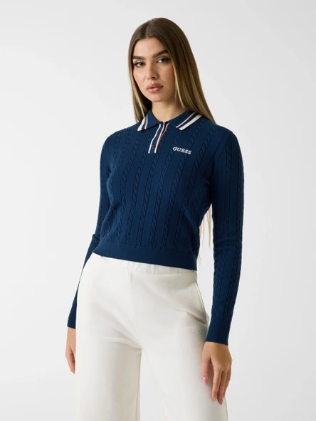Guess Shari Polo Yakalı Triko Kadın Lacivert Triko V6RR01Z4652-G7R1 ürün görseli 1