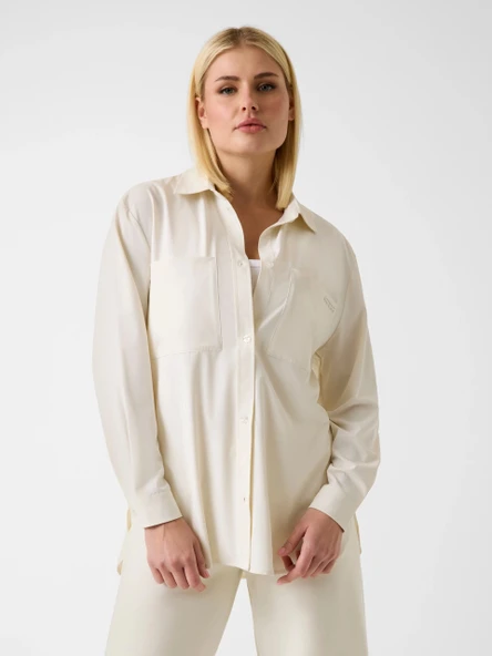 Guess Nat Ceket Gömlek Kadın Beyaz Gömlek V6RH00WL232-G027 ürün görseli 1