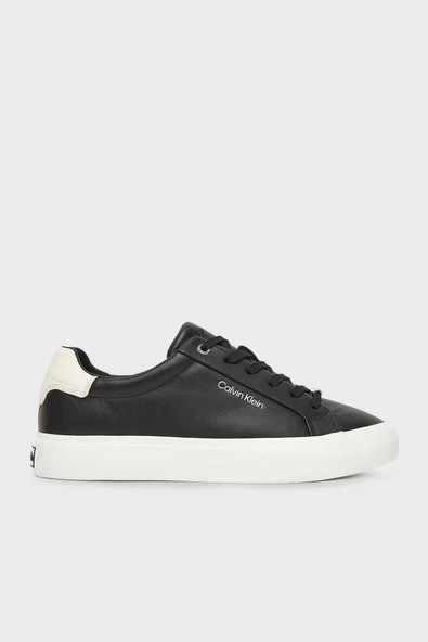 Calvin Klein Vulc Bağcıklı Deri ve Hareli Kadın Siyah Sneaker HW0HW02747-0GK ürün görseli 1