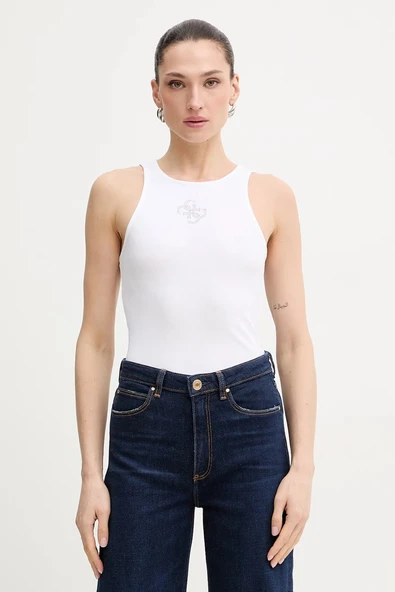 Guess Kolsuz Yuvarlak Yaka Guendalina Kadın Beyaz Atlet  W6RP39KD092-G011 ürün görseli 1