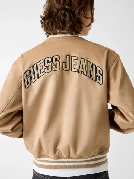 Guess Jeans Suede Erkek Bomber Ceket - Resim 5
