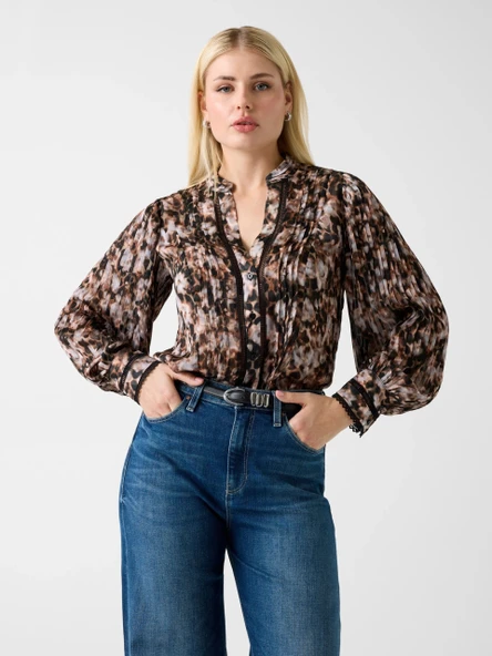 Guess Yeni Josette Uzun Kollu Kadın Çok Renkli Gömlek W5RH16WDW82-PM66 ürün görseli 1