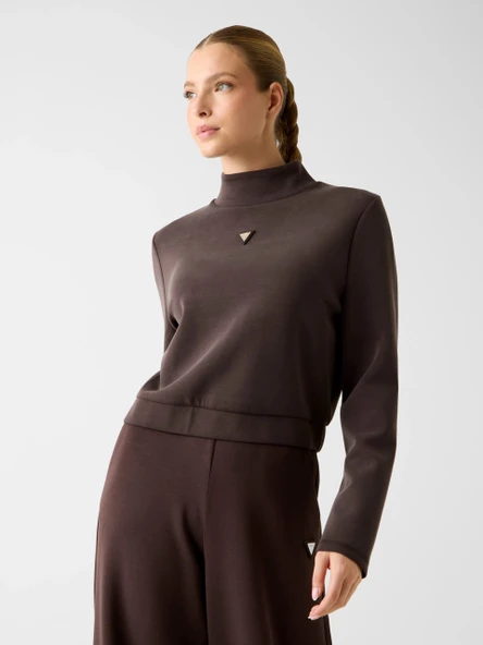 Guess Olympe Yüksek Yaka Kadın Kahverengi Sweatshirt V4YQ05KCAY2-A10K ürün görseli 1