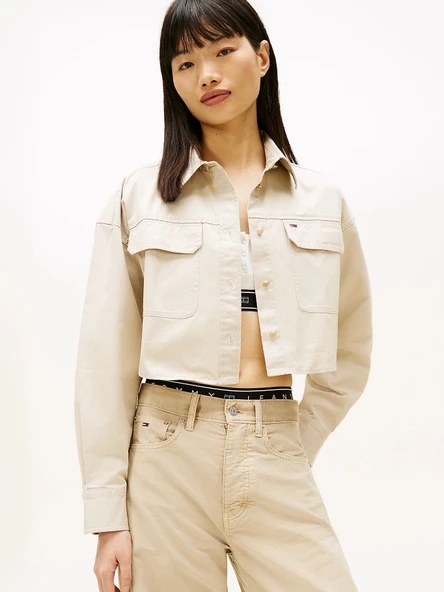 Tommy Hilfiger TJW Kısa Utility Kadın Bej Gömlek DW0DW22514ABY ürün görseli 1
