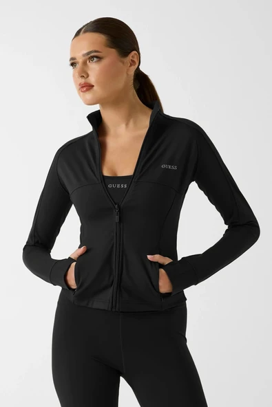 Guess Margot Uzun Kollu Fermuarlı Aktif Kadın Siyah Ceket V6RP15KD952-JBLK ürün görseli 1