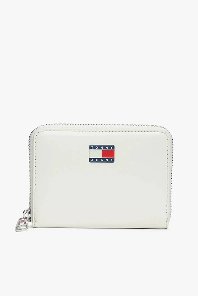 Tommy Hilfiger TJW Must Orta Boy Fermuarlı Kadın Beyaz Cüzdan AW0AW18090YBI ürün görseli 1