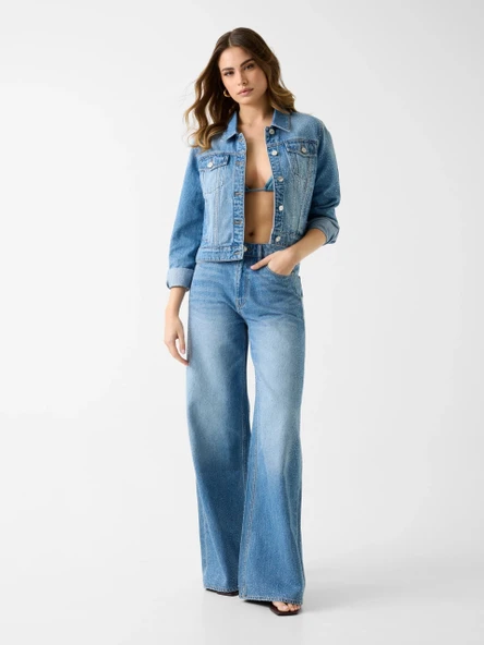 Guess Alba Geniş Paça Kadın Mavi Jeans W6GA26D0970-KEPR ürün görseli 1