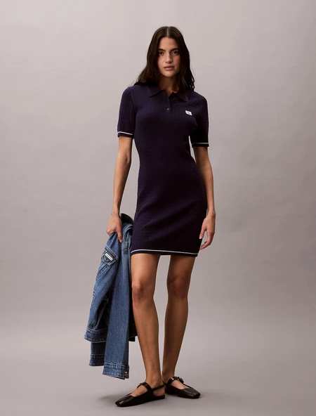 Calvin Klein Mikrokablo Mini Kadın Mor Elbise LV047F323G-9EI ürün görseli 1