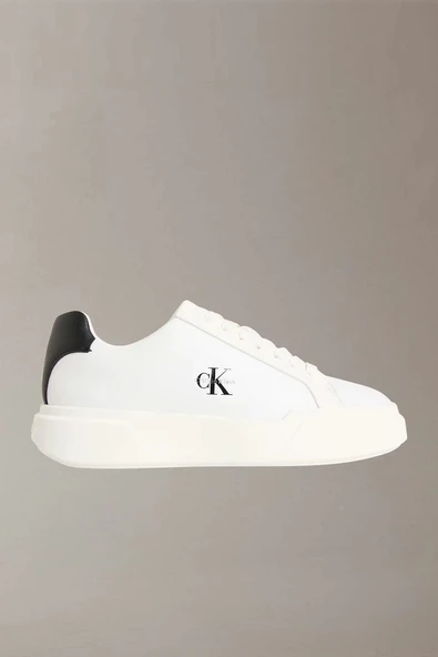 Calvin Klein Chunky Cupsole Bağcıklı Deri Kadın Beyaz Sneaker YW0YW01947-06X ürün görseli 1