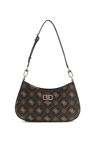 Guess Emelie Logolu Üstten Fermuarlı Kadın Kahverengi Omuz Çantası HWGP9928180-ESL ürün görseli 1