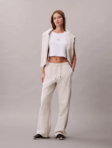 Calvin Klein Kabartma Monologo Havlu Kumaş Kadın Gri Eşofman Altı LV047F206G-P4P ürün görseli 1