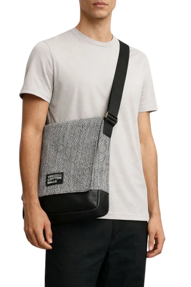 Old Cotton Bags Omuz Çantası Unisex Dokuma Kumaş Çapraz Askılı Günlük Kullanım Çantası Siyah Gri ürün görseli 1