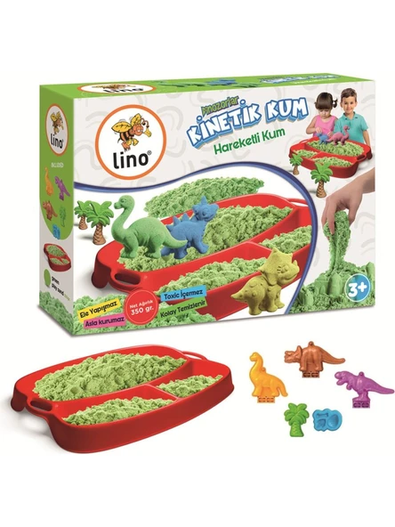 Lino Kinetik Kum Seti Dinazorlar (350 gr Kum Tepsi 6 Kalıp) ürün görseli 1