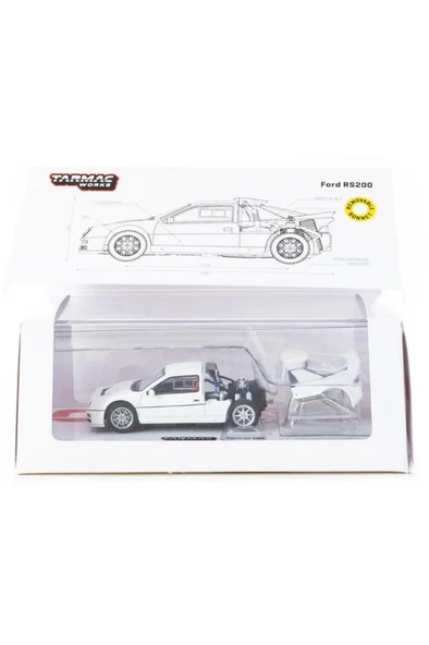 Tarmac Works 1/64 Ford RS200 White Model Araba ürün görseli 1