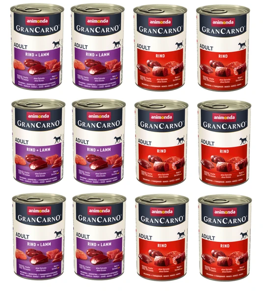 Animonda Gran Carno 2 Çeşit Sığır + Sığır ve Kuzu Etli Karma Köpek Konserve 400 Gr. X 12 Adet ürün görseli 1