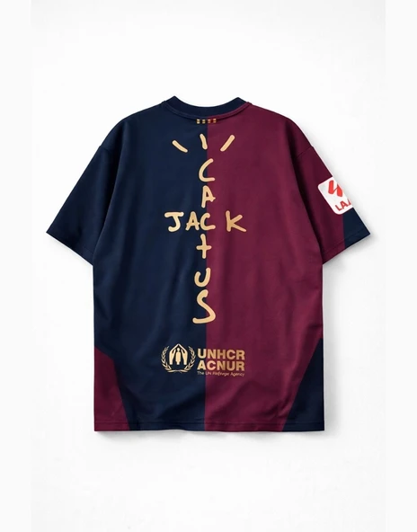 Barcelona Cactus Jack Design Oversize Tişört - Resim 2