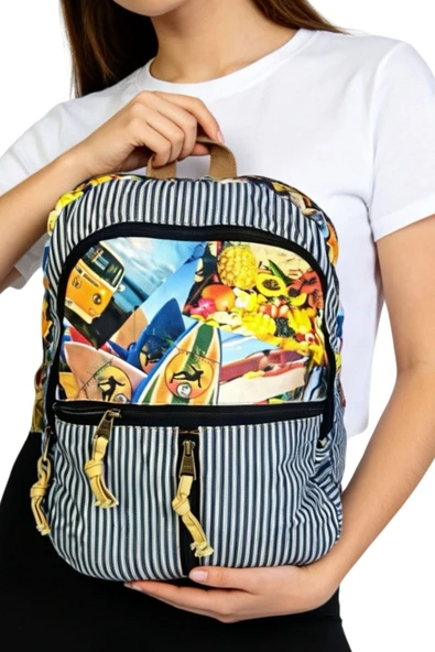 Old Cotton Cargo 5112 Mini Sırt Çantası Kanvas Günlük Kullanım Unisex Küçük Boy Çanta ürün görseli 1