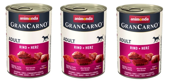 Animonda Gran Carno Sığır ve Yürekli Köpek Konserve 400 Gr. X 3 Adet ürün görseli 1