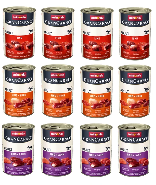 Animonda Gran Carno 3 Çeşit Karma Köpek Konserve 400 Gr. X 12 Adet ürün görseli 1