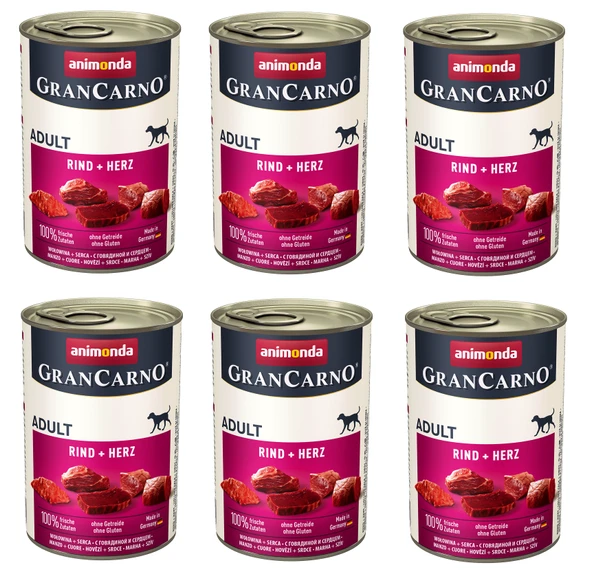 Animonda Gran Carno Sığır ve Yürekli Köpek Konserve 400 Gr. X 6 Adet ürün görseli 1