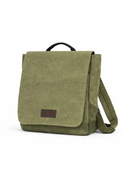Kanvas Sırt Çantası Haki Yeşil Unisex Günlük Okul Seyahat Laptop Bölmeli Çok Gözlü Çanta ürün görseli 1