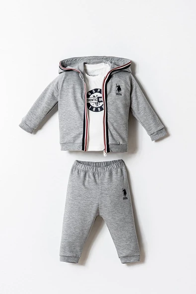 U.S. Polo Assn Erkek Bebek  3'lü Takım Gri Melanj ürün görseli 1