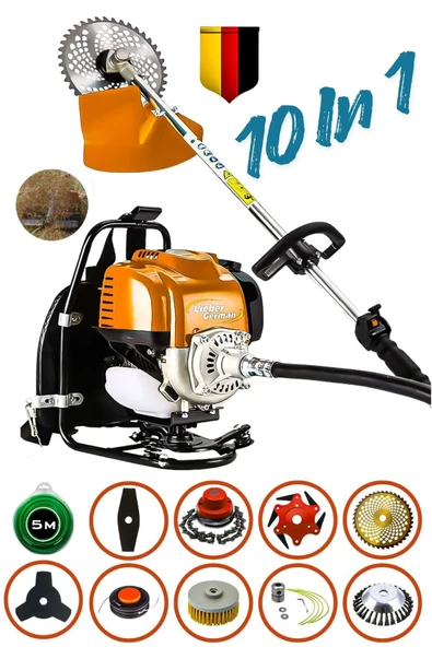 Lieber German BC520  10 Parça Benzinli Sırt Tipi Tırpan Çim Biçme Makinesi ürün görseli 1
