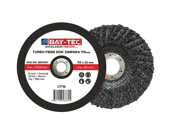 Turbo Fiber Disk Zımpara 115 mm MK0195 BAYTEC ürün görseli 1